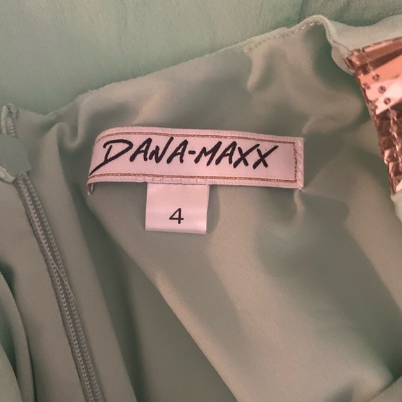 “DANA-MAXX” Silk Agnyss Flores Mint & Sequin Dress - Picture 14 of 16